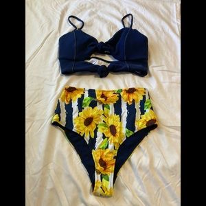 Cupshe sunflower reversible two piece swimsuit.